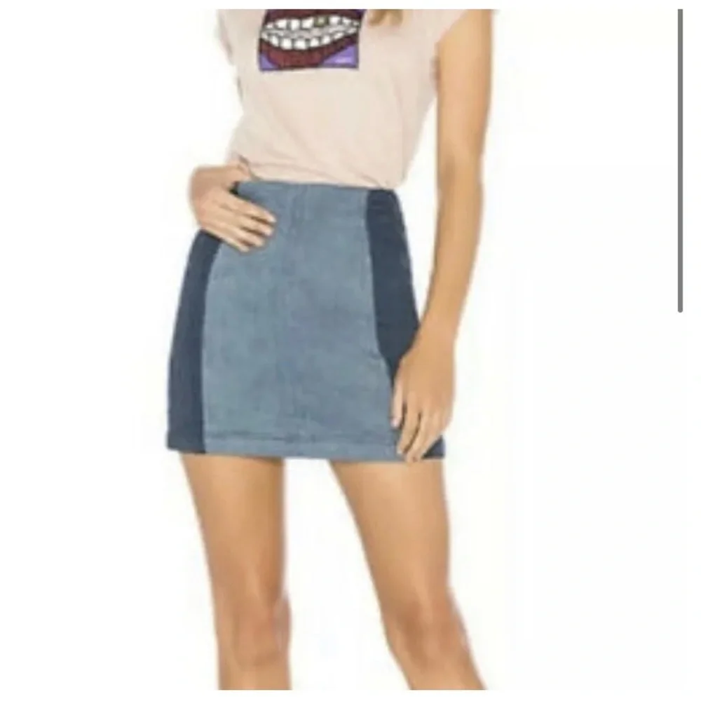 Free People Modern Femme Denim Color-block Mini Skirt Size 6